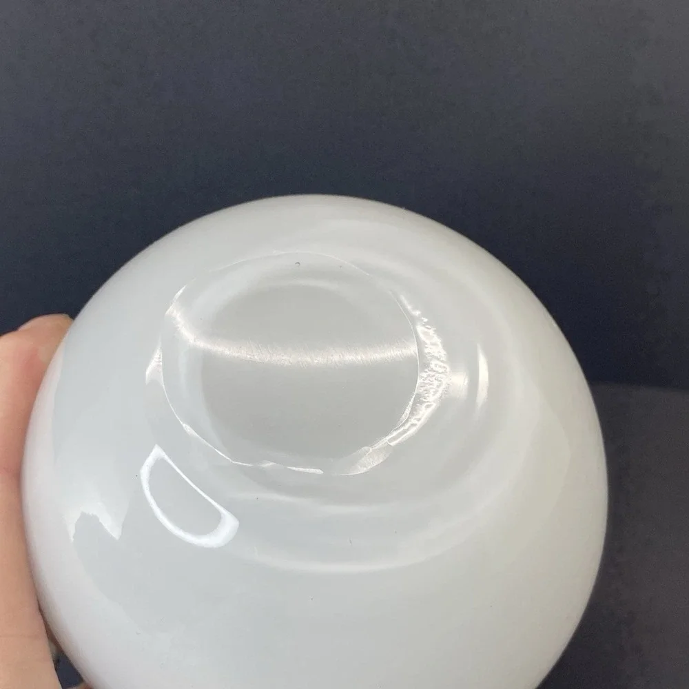 White Vase Teardrop Art Glass Minimalist Clean Handblown Heavy 7 1/4